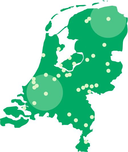 Map van Nederland met locaties van installatieteams